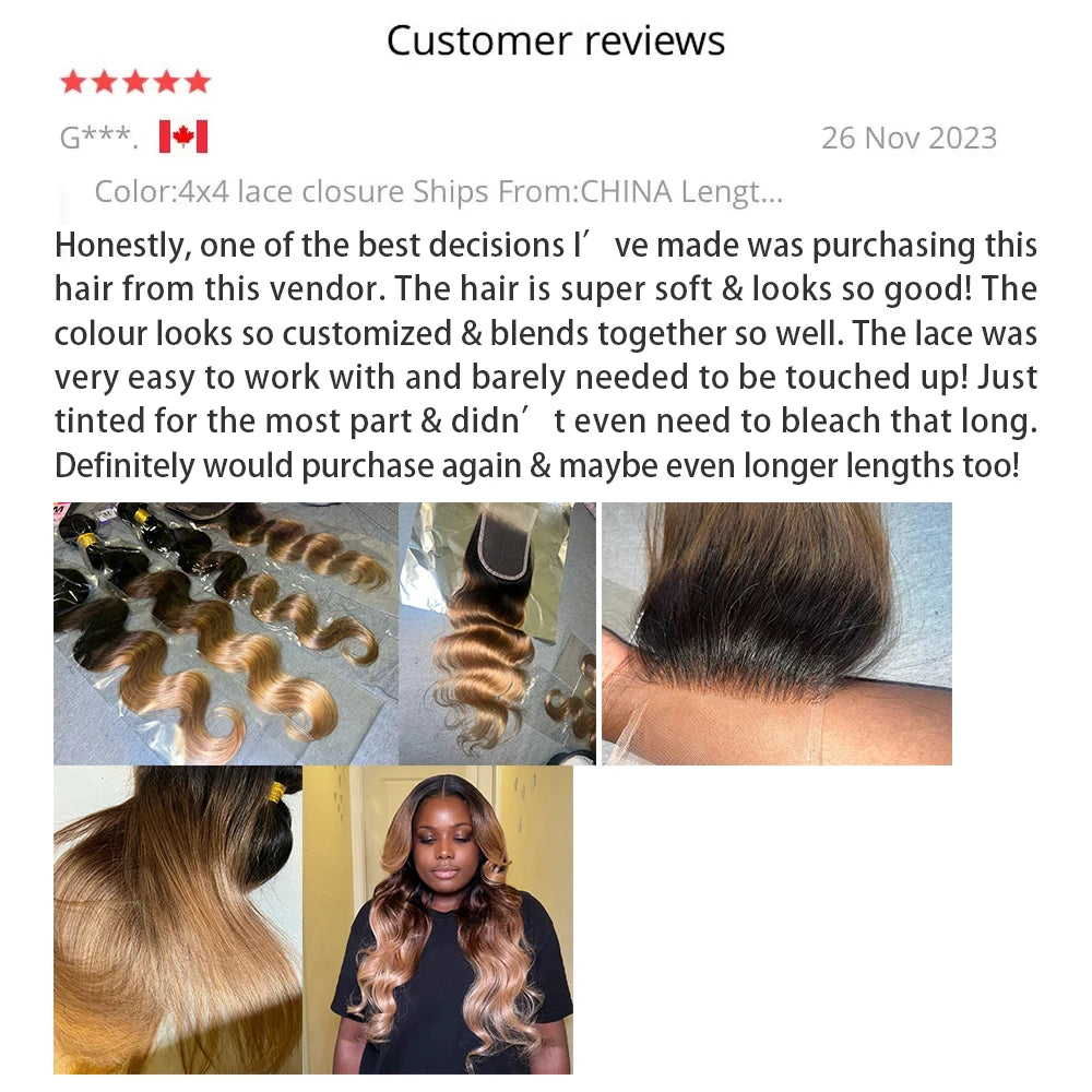 Body Wave Bundles Human Hair - Ombre Colored