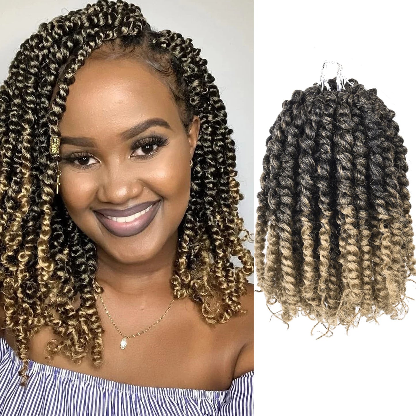Pre-twisted Passion Twist Synthetic Crochet Hair - 8" Pre-looped