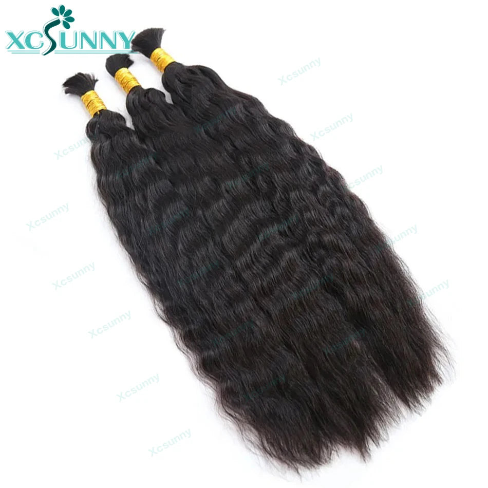 Wet And Wavy Natural Color Human Braiding Hair
