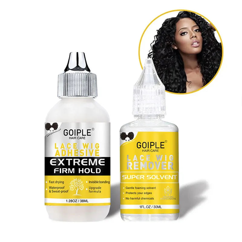 Lace Front Styling Kit - Melting Spray, Invisible Wig Glue (Waterproof) & Remover, Edge Control Gel Wax Stick and Wig Caps