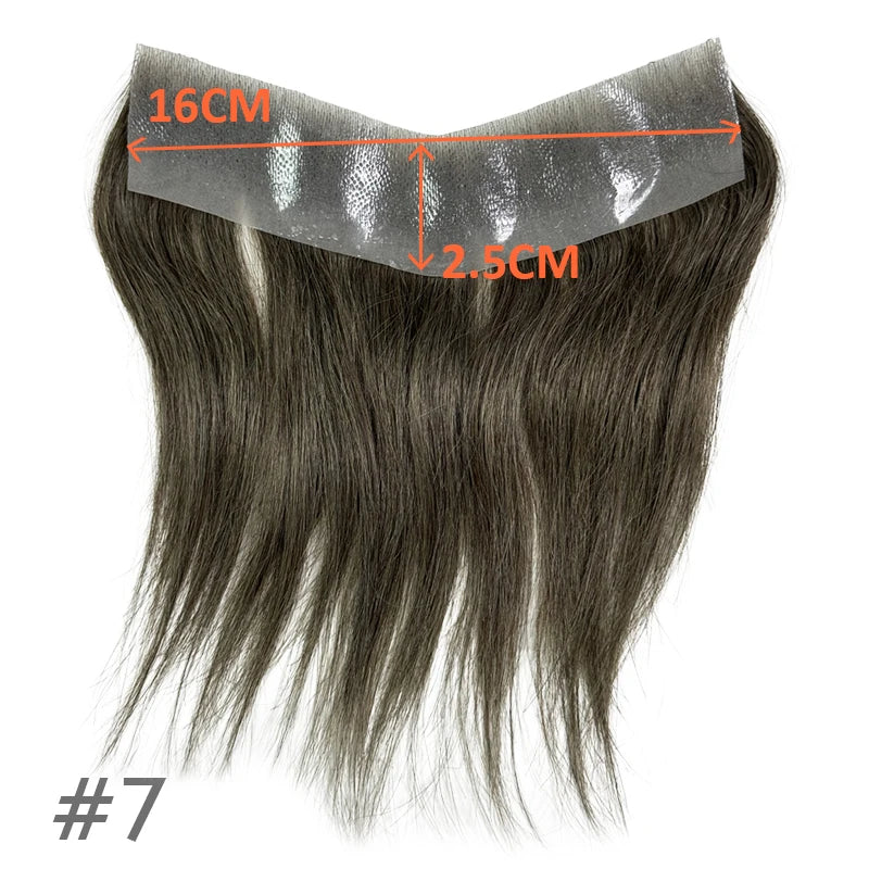 Straight 100% Human Remy Hair V Style Thin Skin Full PU Men's Capillary Prosthesis Frontal - Various Options Available