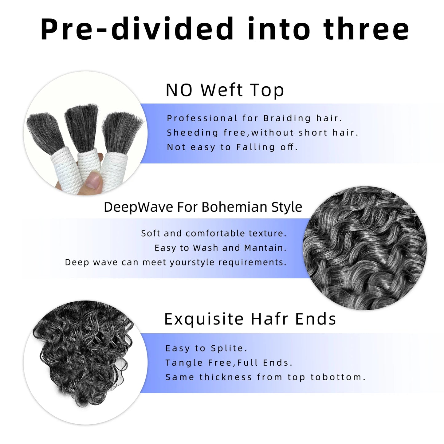 Deep Water Wave Unprocessed Human Hair Braiding