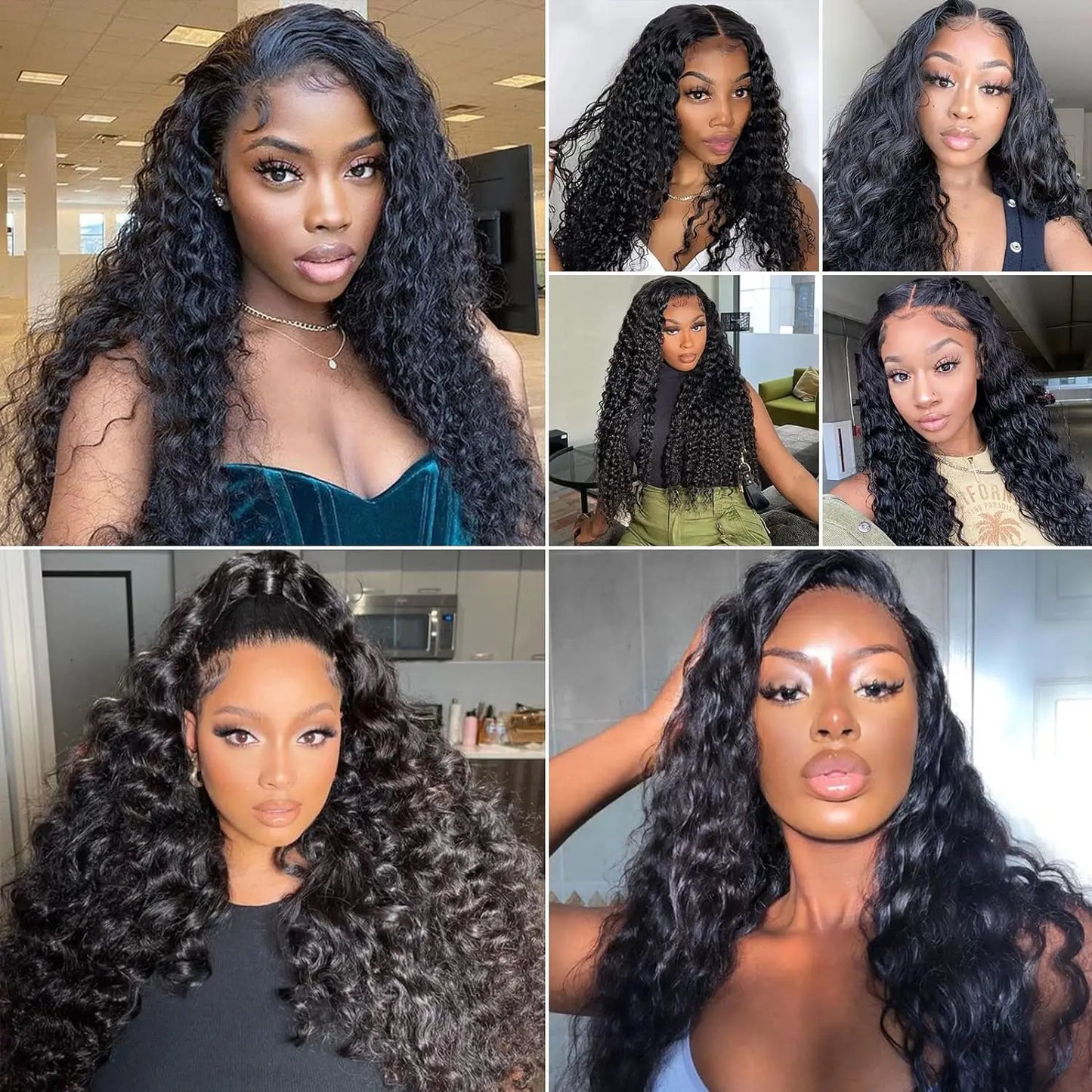 Deep Wave/Wet & Wavy Bundles With 13X4 Lace Frontal  - 100% Human Hair