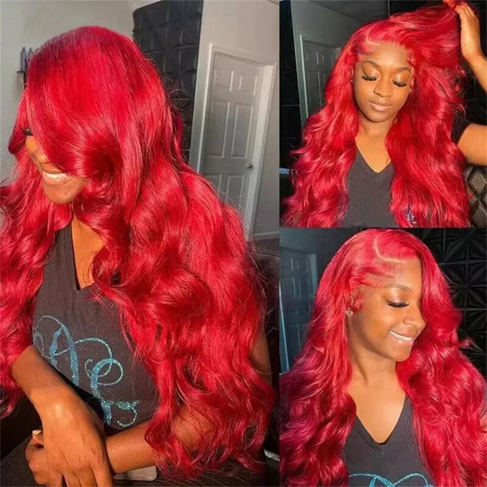 Hot Red Bone Brazilian Straight - Pre Plucked Lace Human Hair Wig
