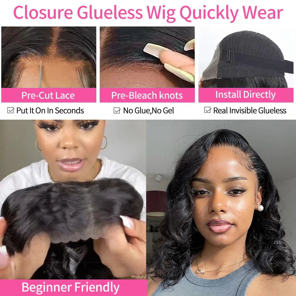 Short Body Wave Bob - Glueless HD Transparent Lace Frontal Human Hair Wig