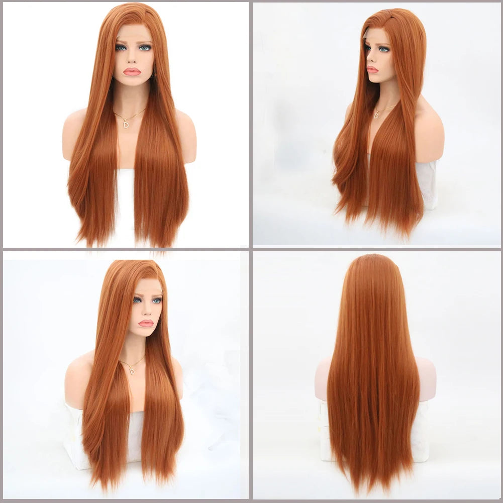 Synthetic Lace Front Long Silky Straight Hair With Middle Wigs - Various Colors Available