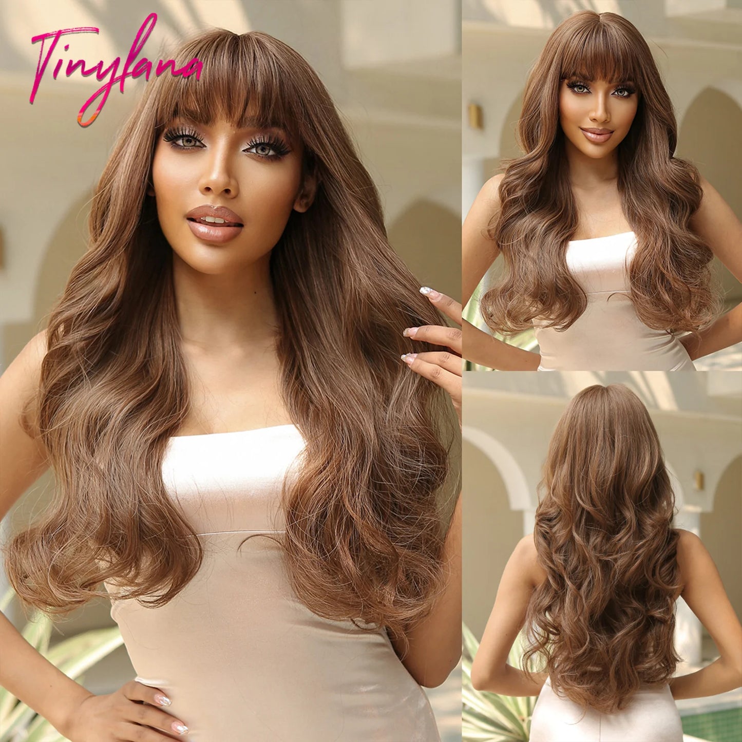 Long Curly Wavy Cosplay Synthetic Wigs With Bangs - Various Colors Available