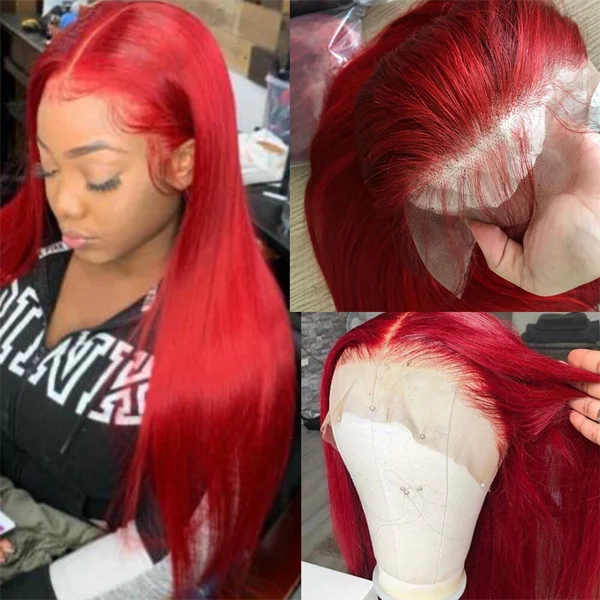 Brazilian Straight Pre-plucked Lace Frontal - Human Hair Wig -  Red Hot Color