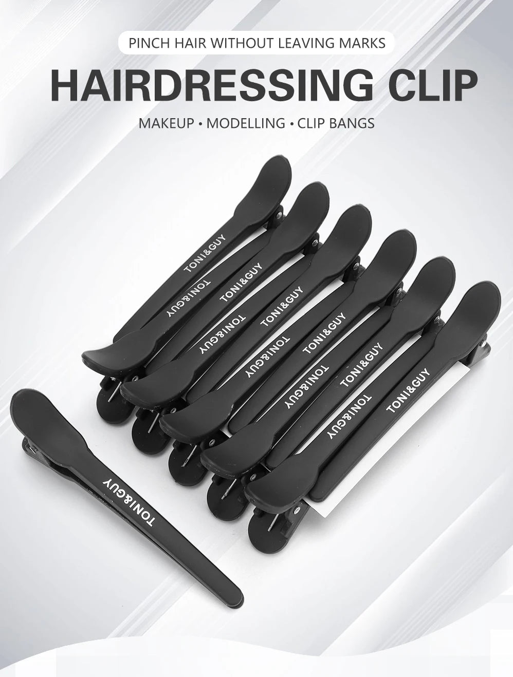 12pcs Hairdressing Hair Clip Salon  Alligator Hair Clips Plastic Black Non-Slip Clamps Salon Hair Care Styling Tools