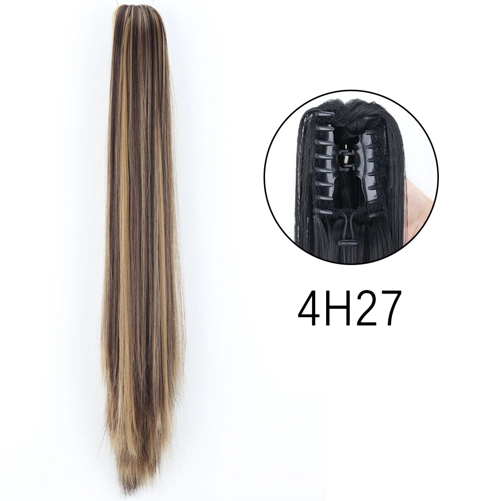 Synthetic Long Straight Claw Clip On 24Inch Ponytail