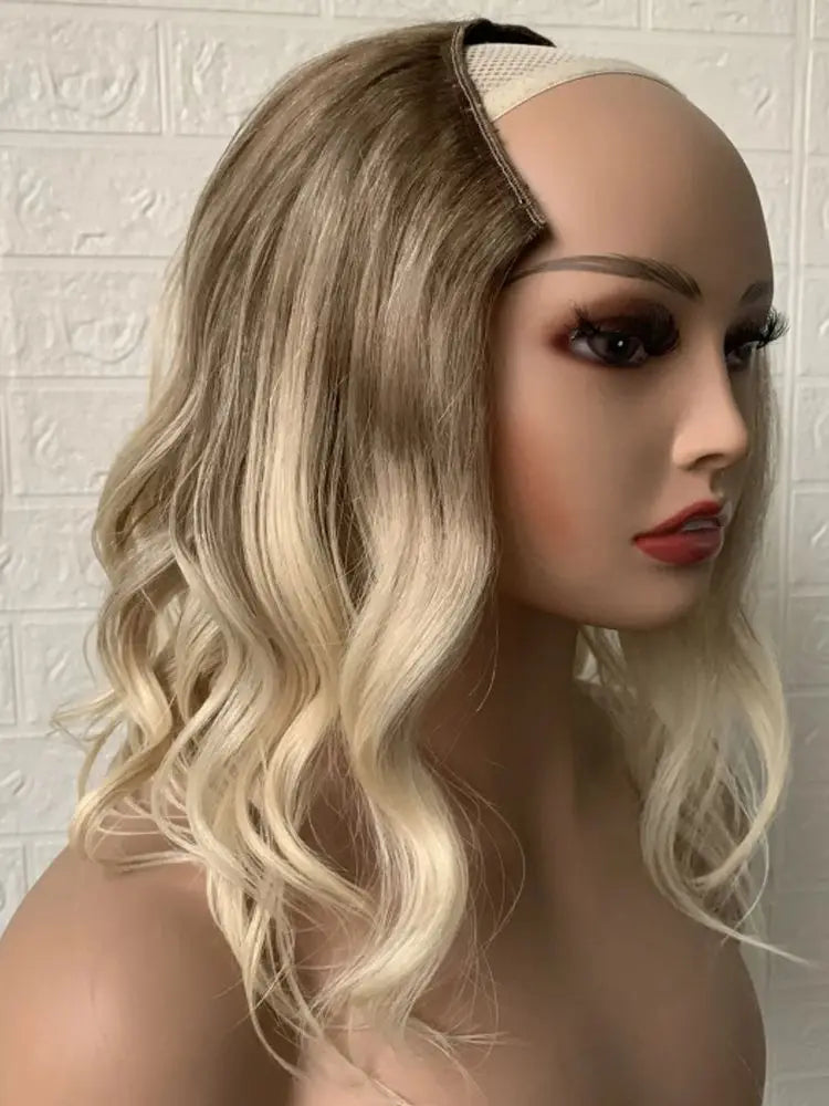 Omber Blonde u Part Human Hair Wig U Shape Wigs Human Hair With Clips Breathable Real Hair Wig For White Woman