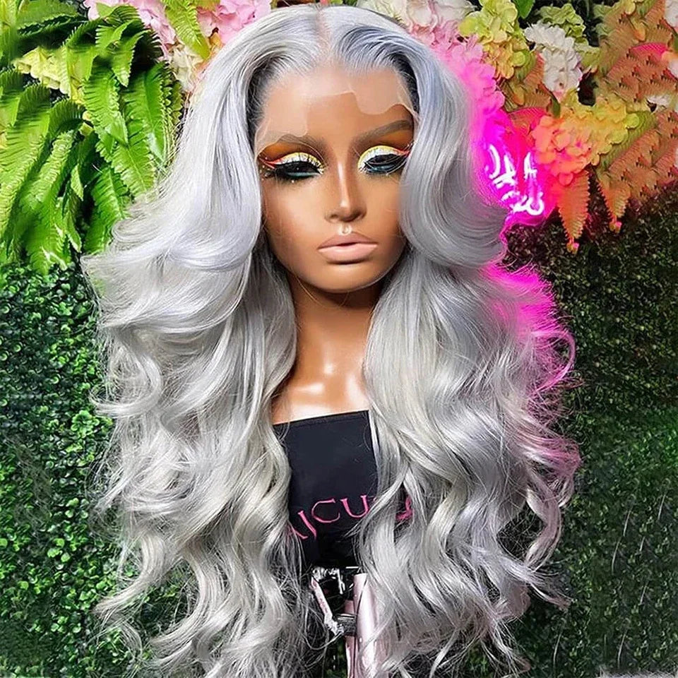Raw Vietnamese Straight Silver Grey - HD Transparent Lace Frontal Human Hair Wig