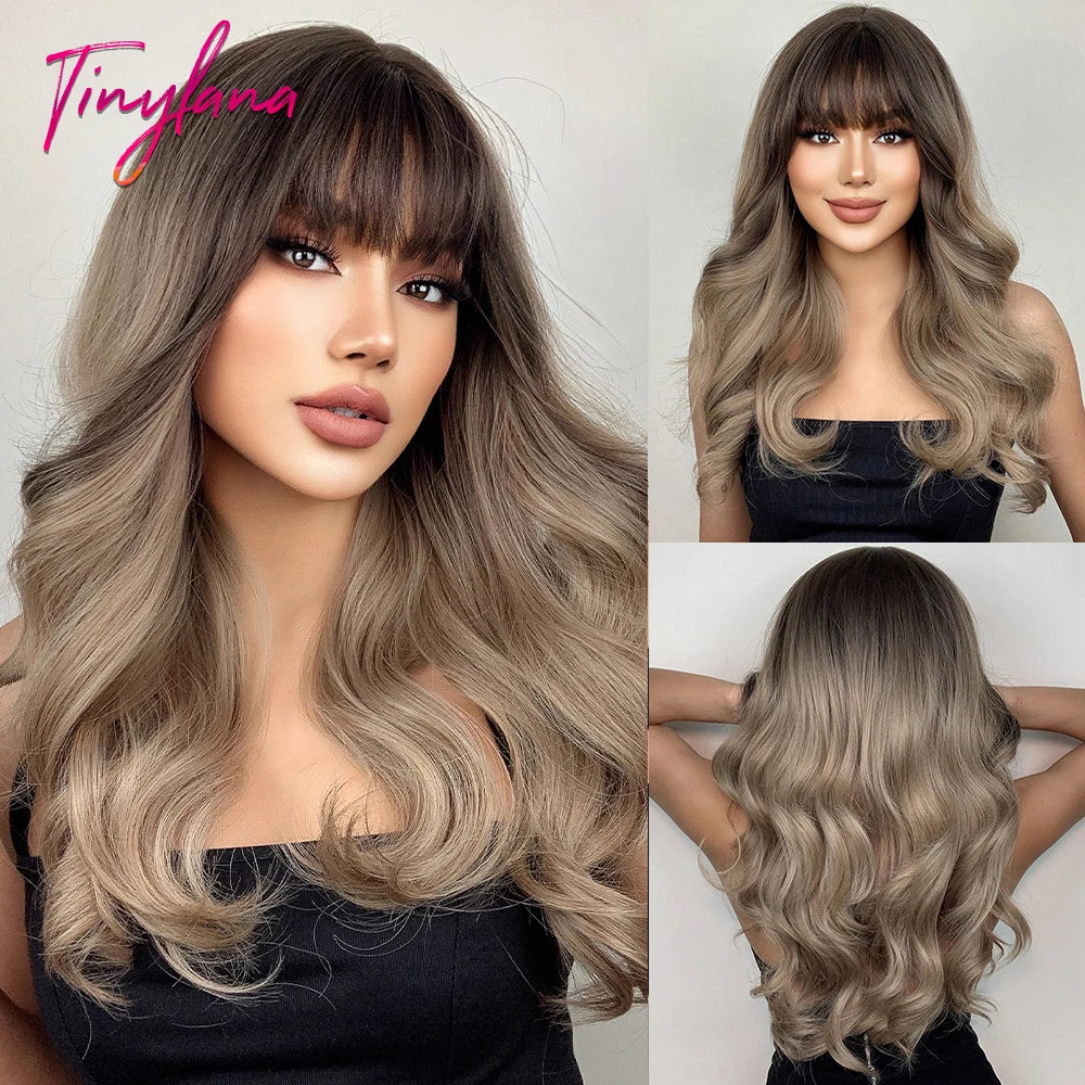 Long Curly Wavy Cosplay Synthetic Wigs With Bangs - Various Colors Available