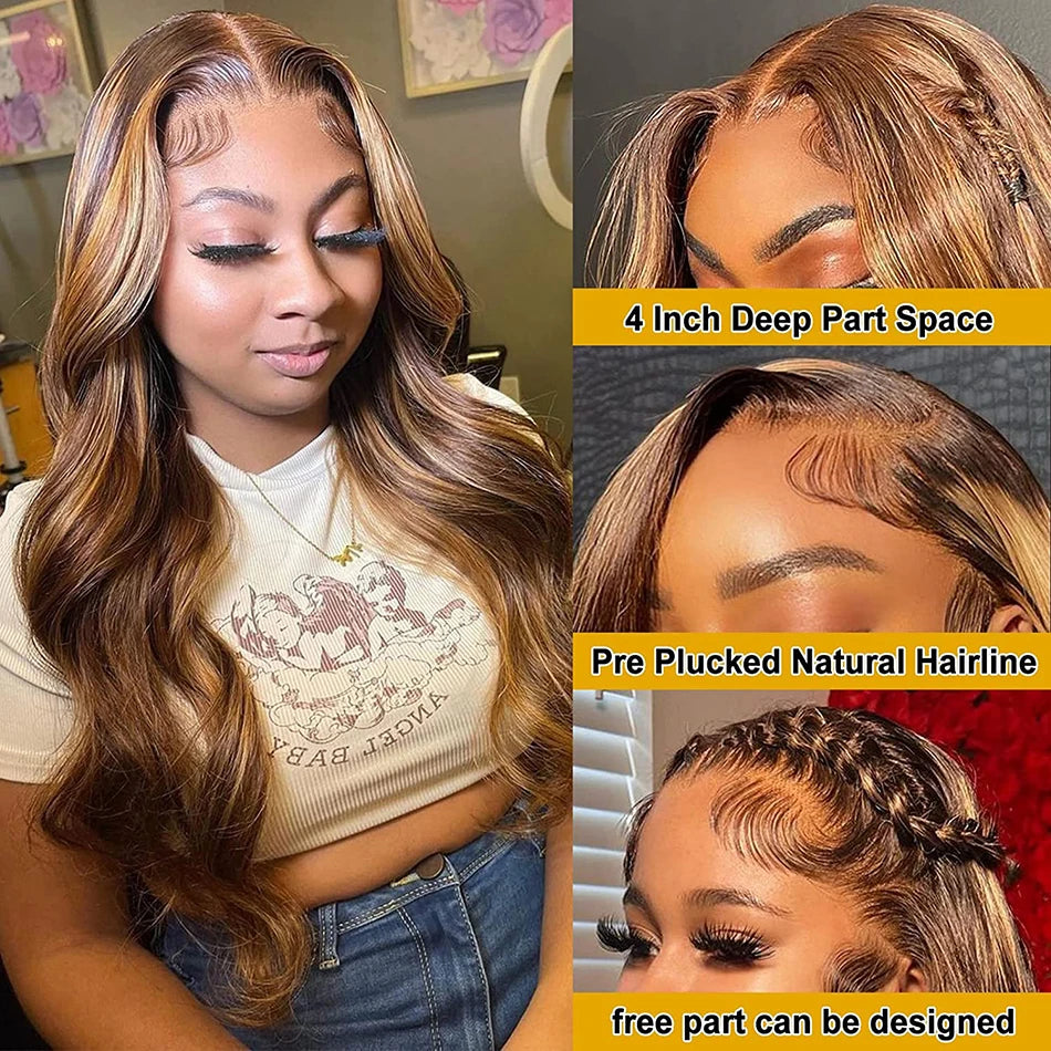 Body Wave Highlight Colors - HD Lace Frontal Human Hair Wig