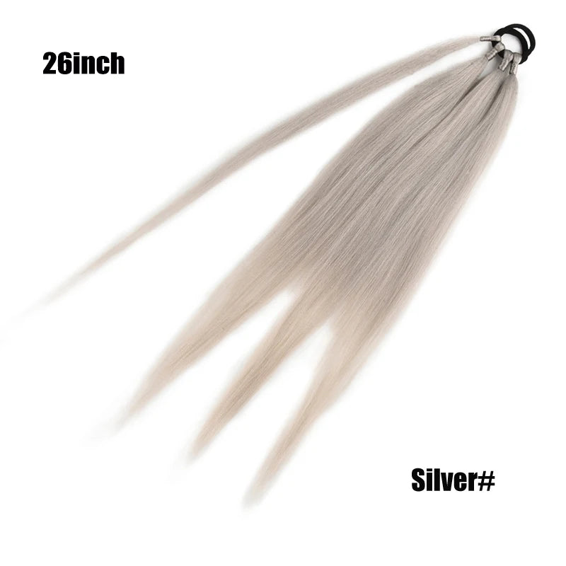 26/34inch Synthetic Long Straight Wrap Around Chignon Ponytail With Rubber Band