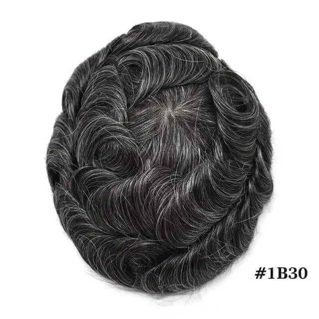 Straight or Wave Mono PU Men's 6inch Natural Human Hair Prosthesis Toupee/Hair Systems - Various Options Available