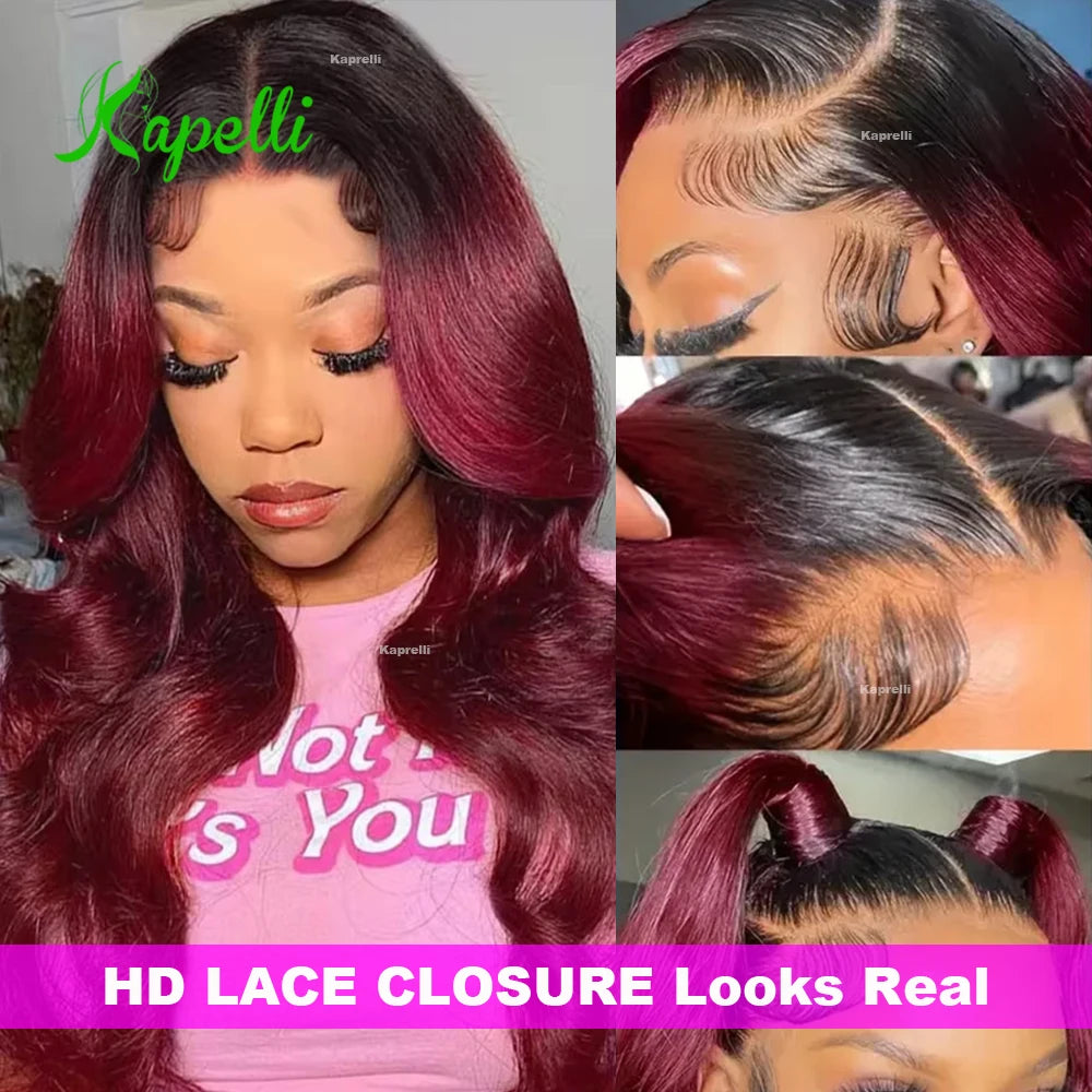 1B99J Body Wave Bundles With Closure Brazilian Human Hair