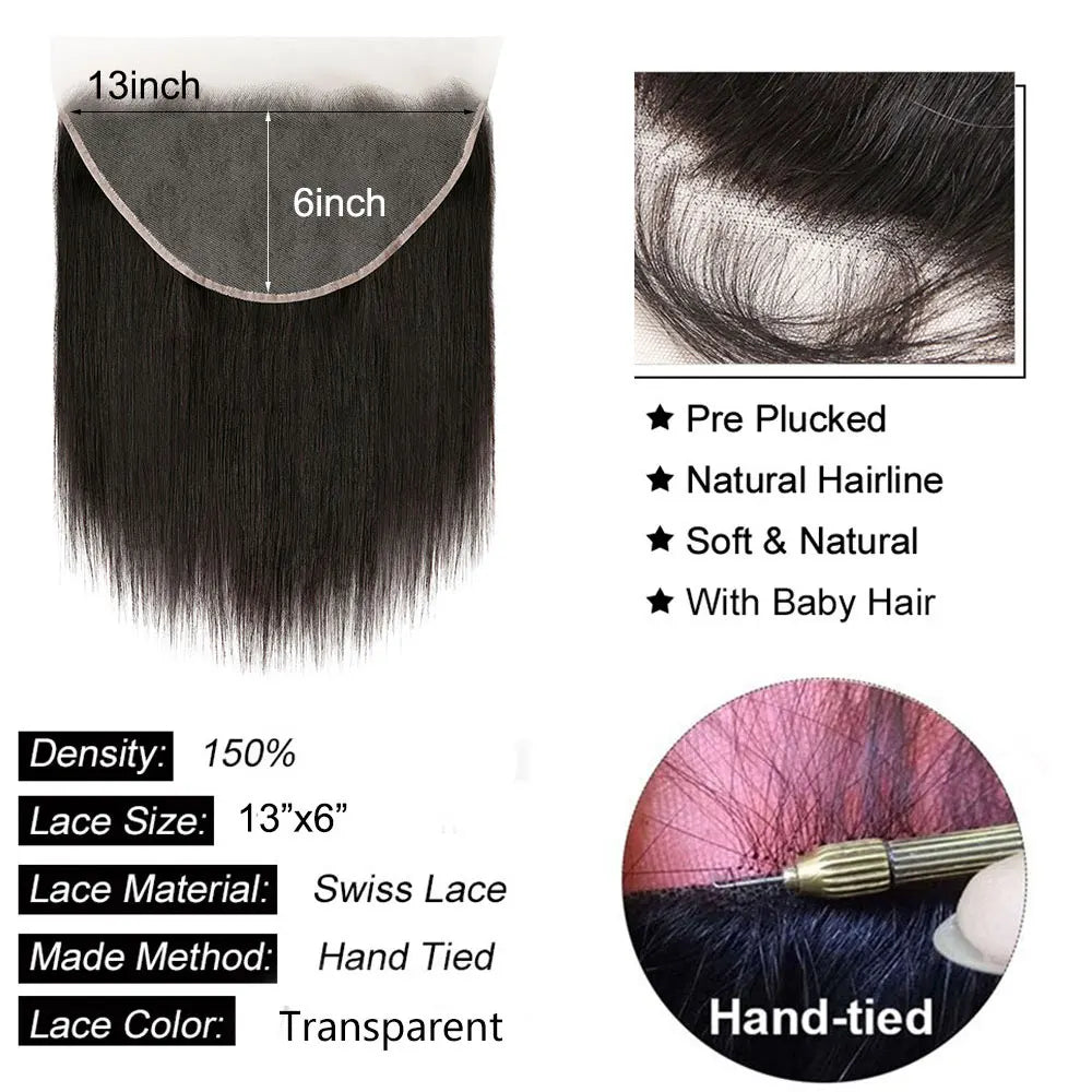 Straight Human Hair Transparent Lace Closures/Frontals