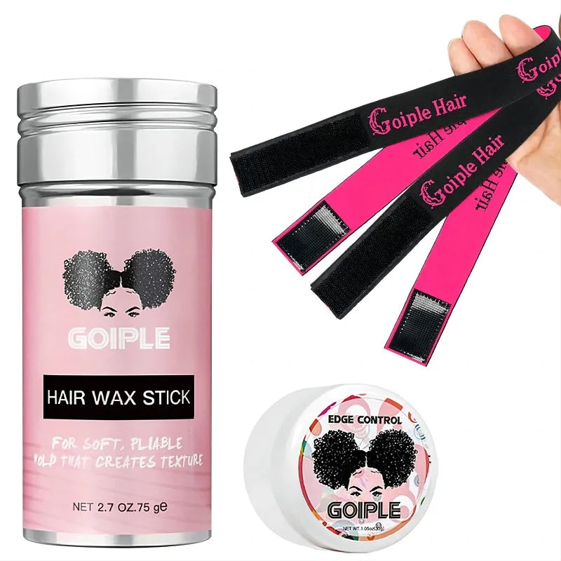 Lace Front Styling Kit - Melting Spray, Invisible Wig Glue (Waterproof) & Remover, Edge Control Gel Wax Stick and Wig Caps