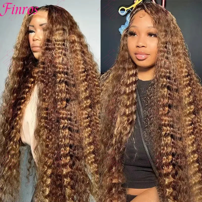 Brazilian Deep Wave Curly Highlight Color - HD Lace Human Hair Wig