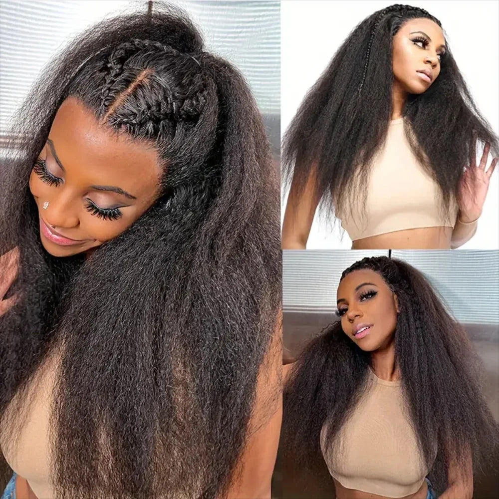 Kinky Yaki Straight - Pre Plucked HD Lace Front Human Hair Wig