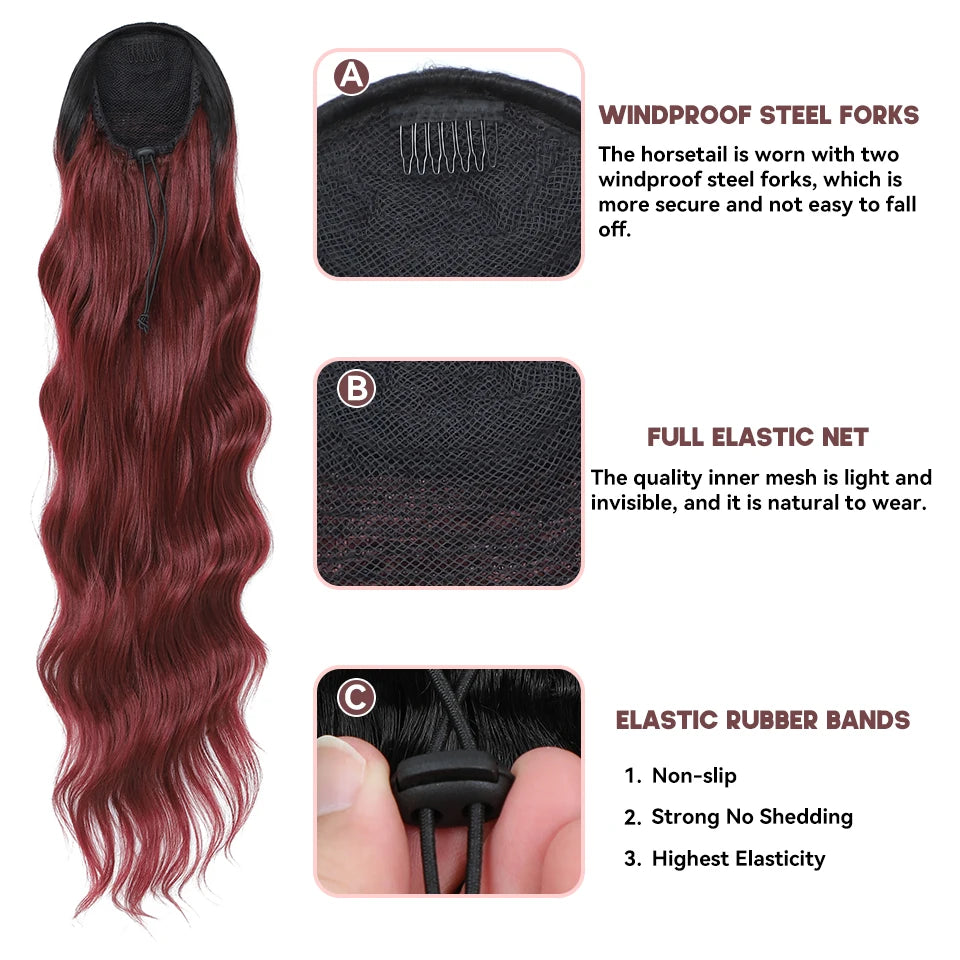 28 Inch Body Wave Drawstring Synthetic Ponytail