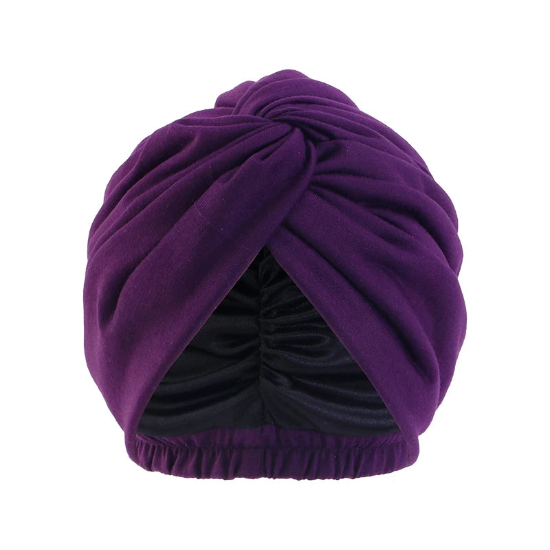 Women Double Layer Satin Lining Stretch Turban