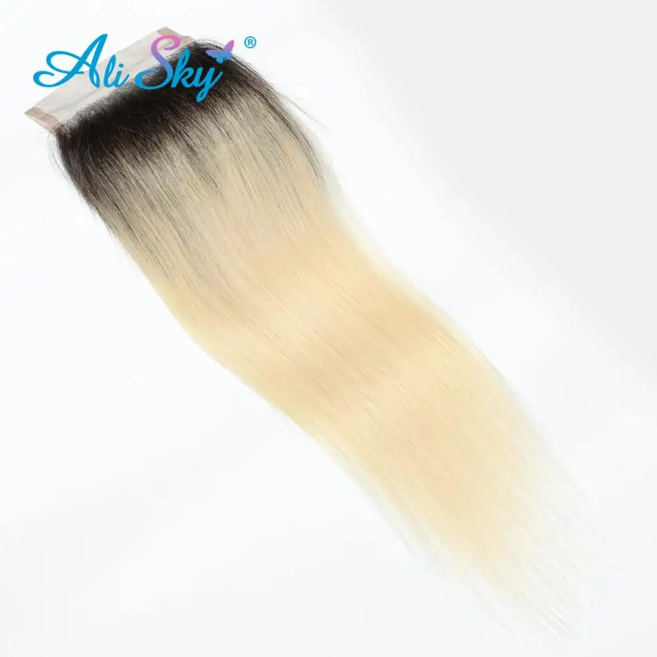 Brazilian Virgin Human Hair Straight Swiss Lace Closure HD Transparent 1B  & 613 Honey Blonde