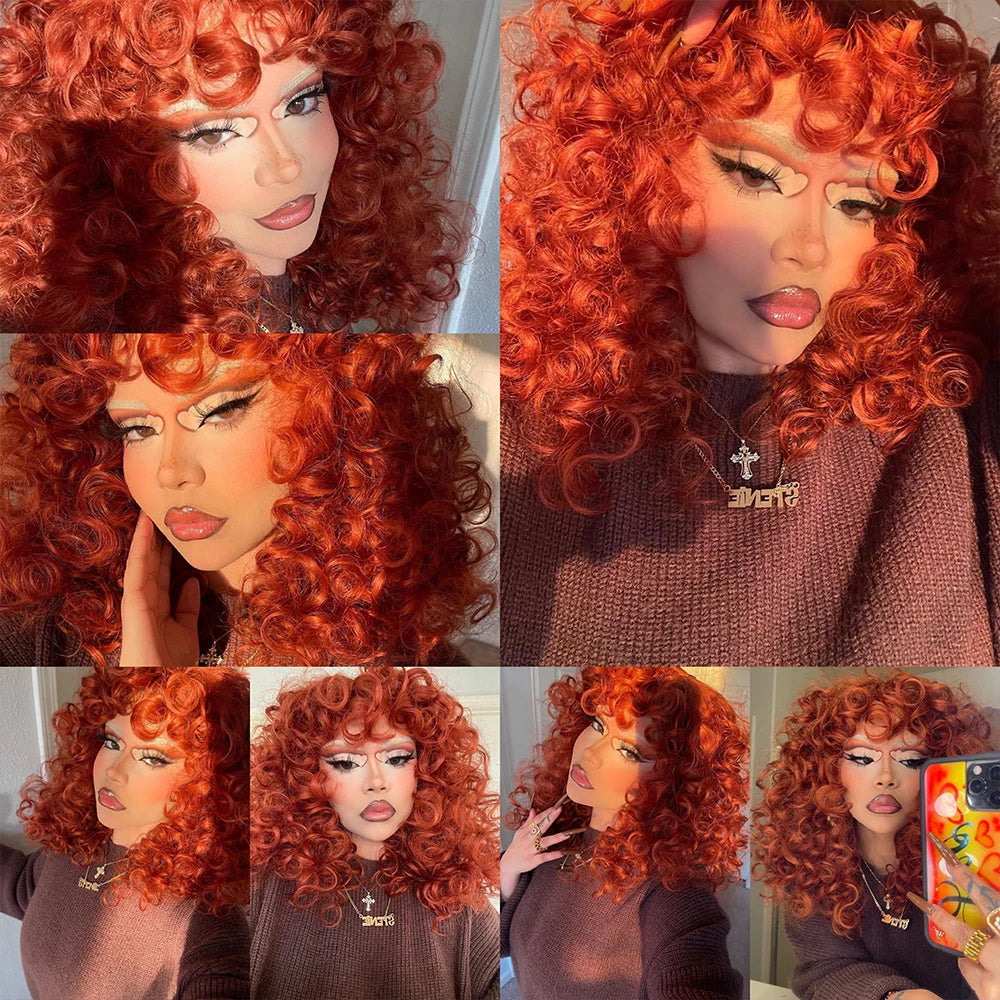 Curly Synthetic Wig with Bangs - Various Color Available