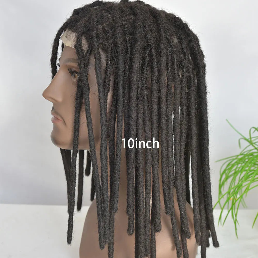 Full French Lace Base Afro Dreadlock 12Inch Toupee Human Hair System Hair Prosthesis