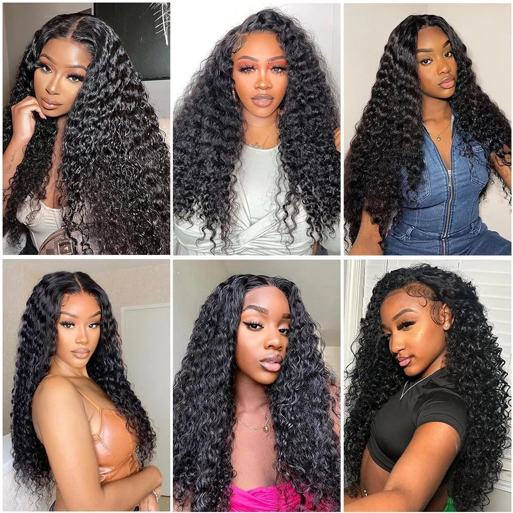 Brazilian Deep Wave 100% Human Hair Clip Ins Natural Black Color