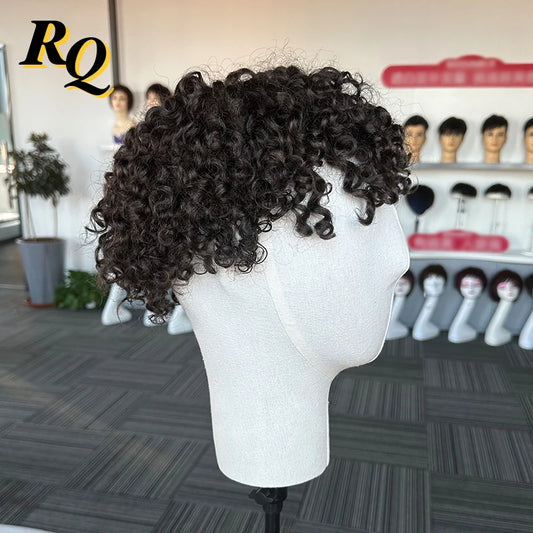 RQ 15mm Curls Q6 Toupee Human Hair Replacement System