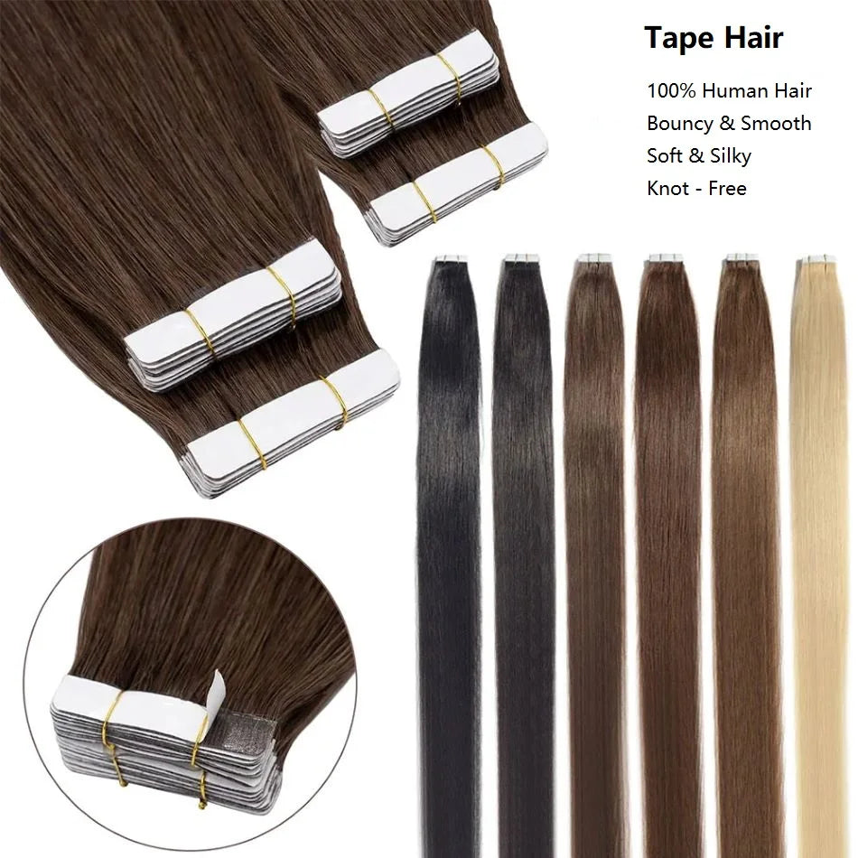 Straight - Tape in Human Hair Extensions 20 Pcs