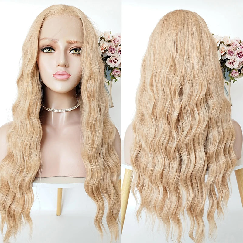 24 Inch Water Wave Synthetic Lace Front Pre Plucked Wigs - Various Colors Available