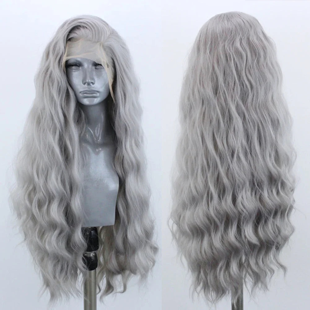24 Inch Water Wave Synthetic Lace Front Pre Plucked Wigs - Various Colors Available