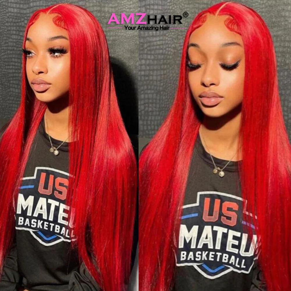 Brazilian Straight Pre-plucked Lace Frontal - Human Hair Wig -  Red Hot Color