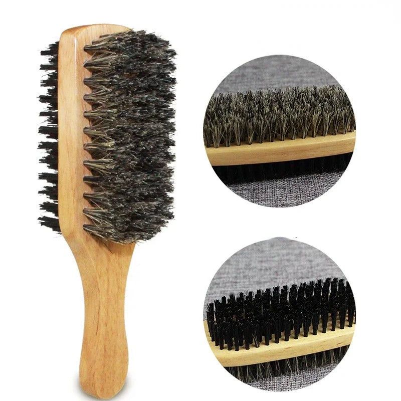 Men Natural Wooden Bristle Hair Brushes - S.M,L Sizes - Sold Separately