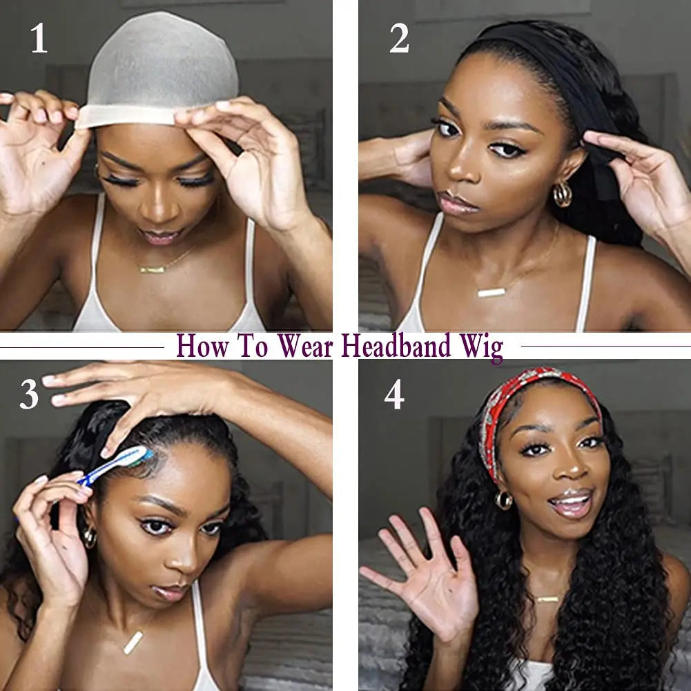 G&T Synthetic Headband Wet and Wavy Curly Wigs