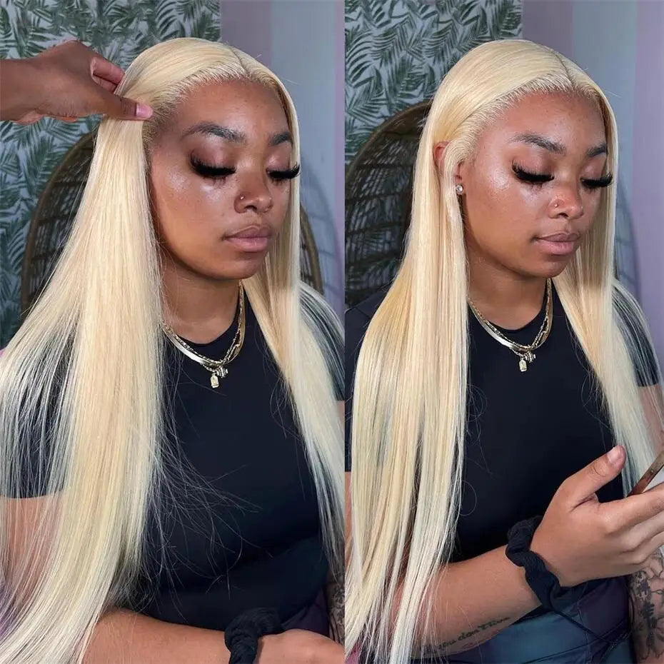 Silver Grey Brazilian Bone Straight or Body Wave - Pre Plucked Lace Front Human Hair Wig