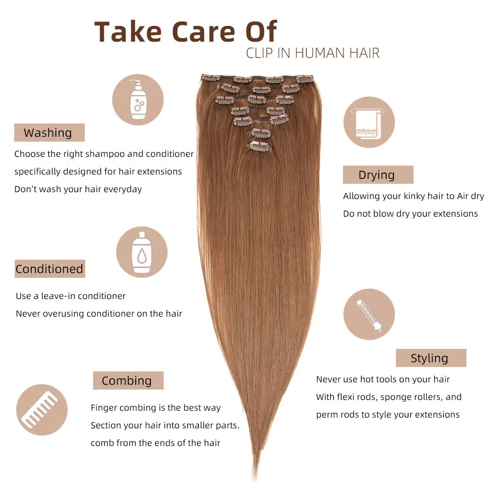 Straight Human Hair Clip Ins - Various Options Available