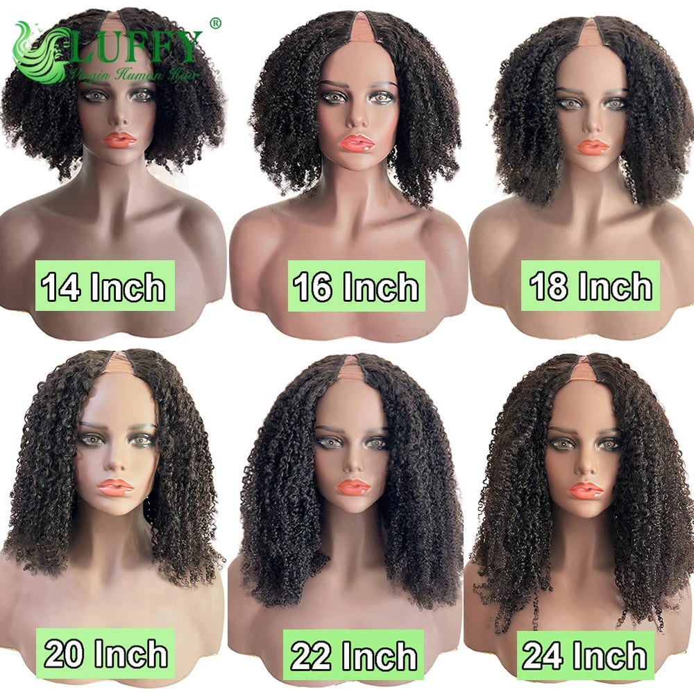 Afro Kinky Curly U & V Part Human Hair Wigs