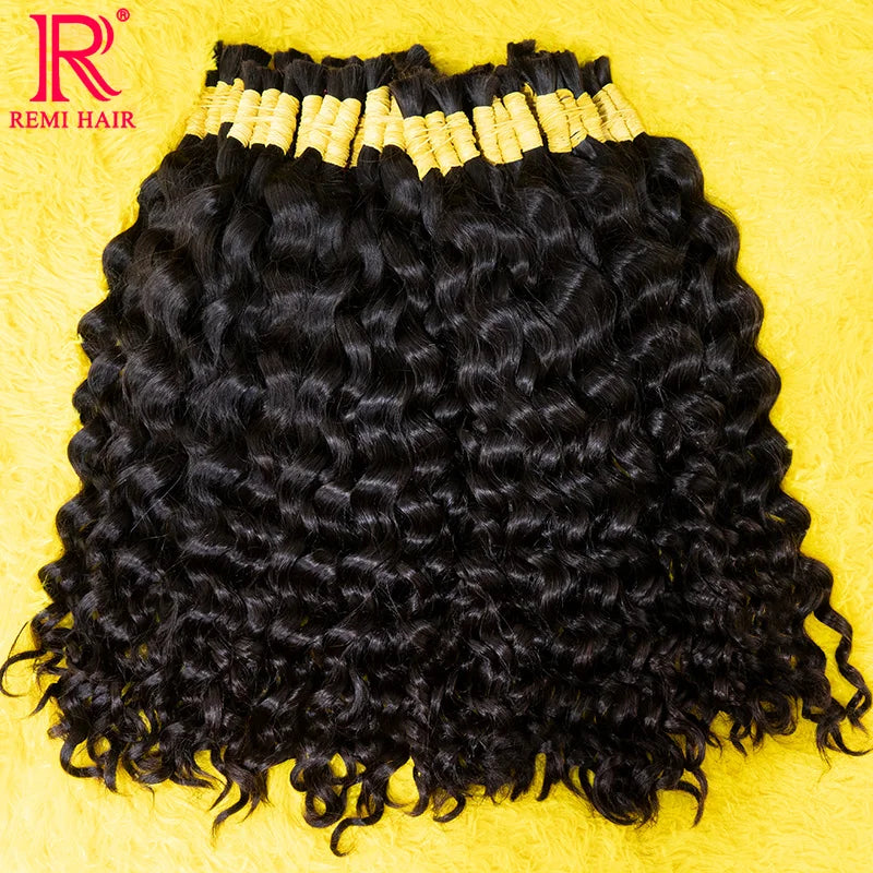 Loose Deep Wave Curly Indian Unprocessed No Weft Human Hair for Braiding