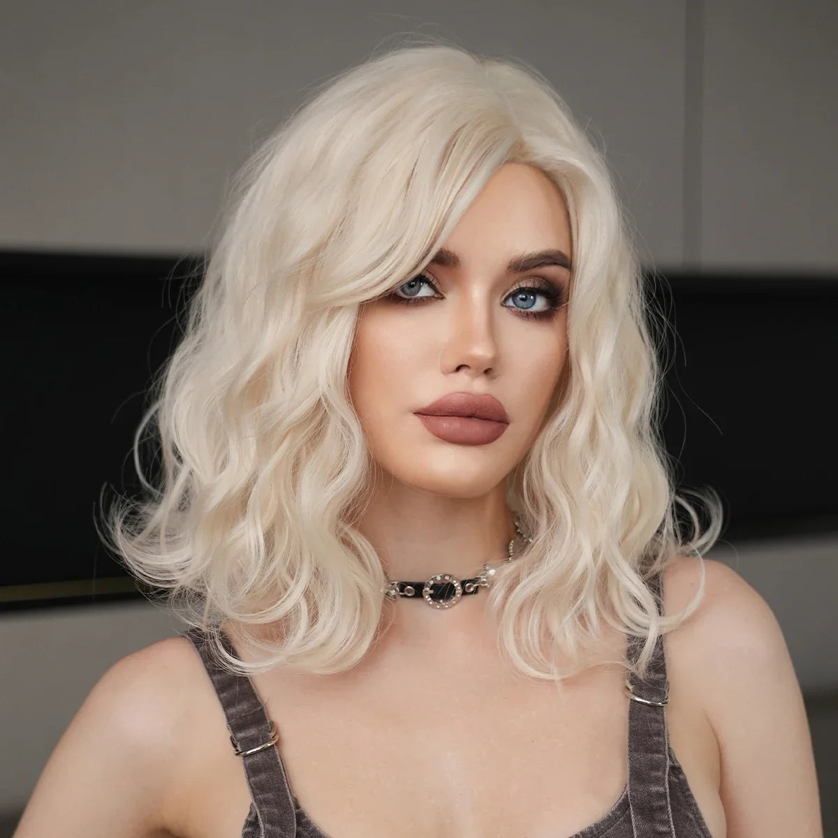 High Density Short Wavy Bob Synthetic Middle Part Wigs - Various Colors Available