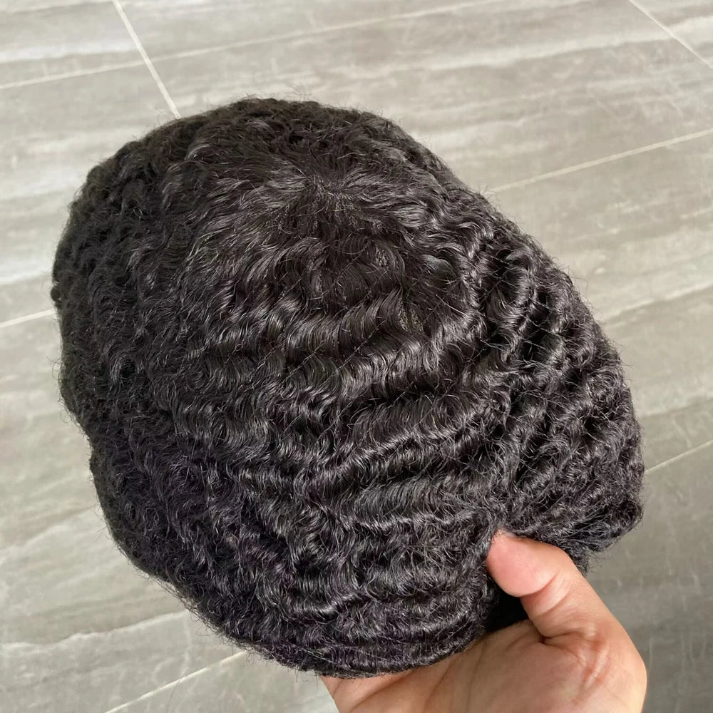 Deep Wave Human Hair Mono NPU Durable Hair Replacement Prosthesis System 10MM