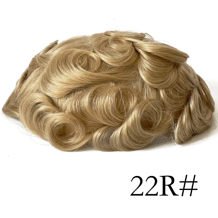 0.08mm Thickness PU Poly Base Double Knotted Toupee Human Hair - Capillary Prothesis