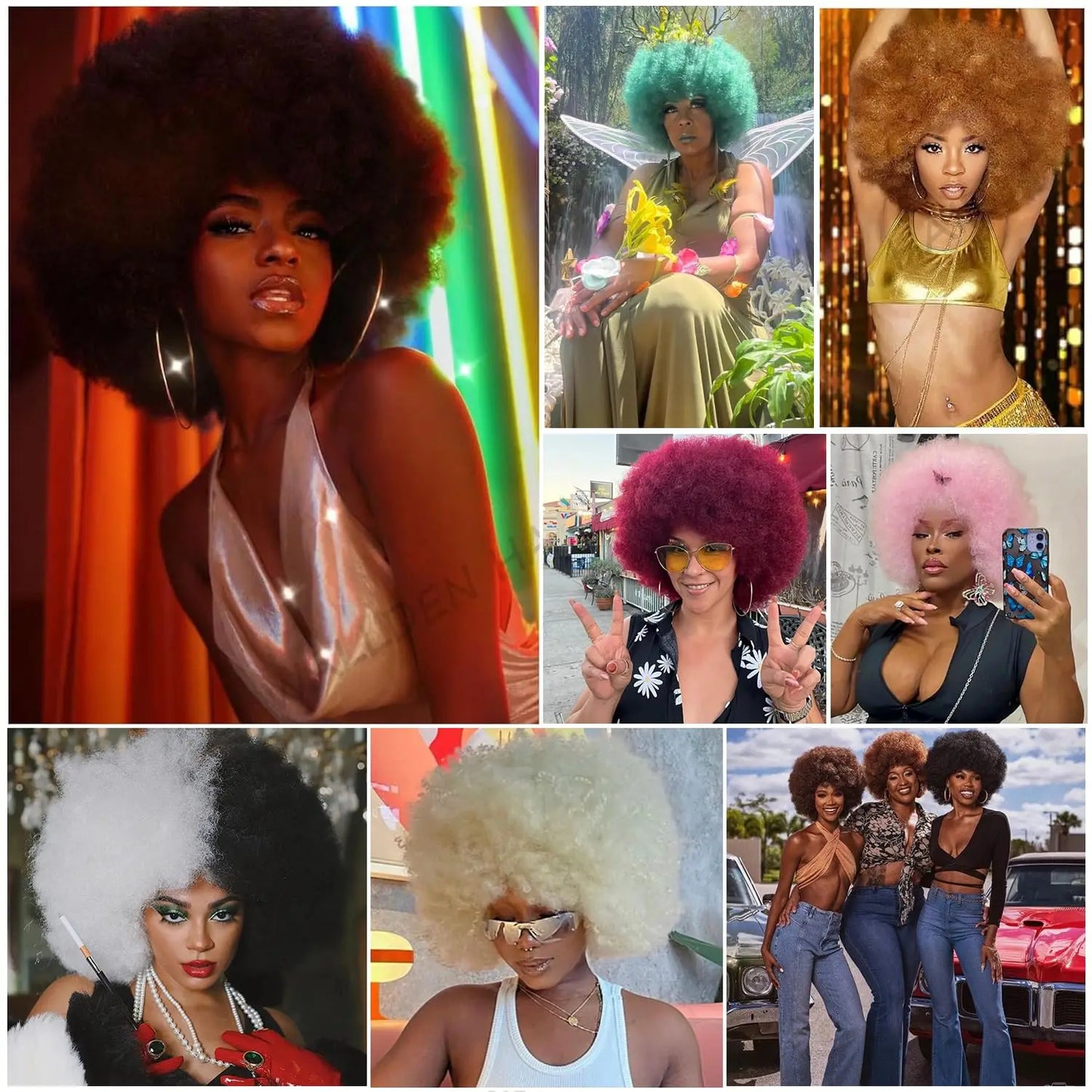 Afro Synthetic Wigs - Various Colors Available