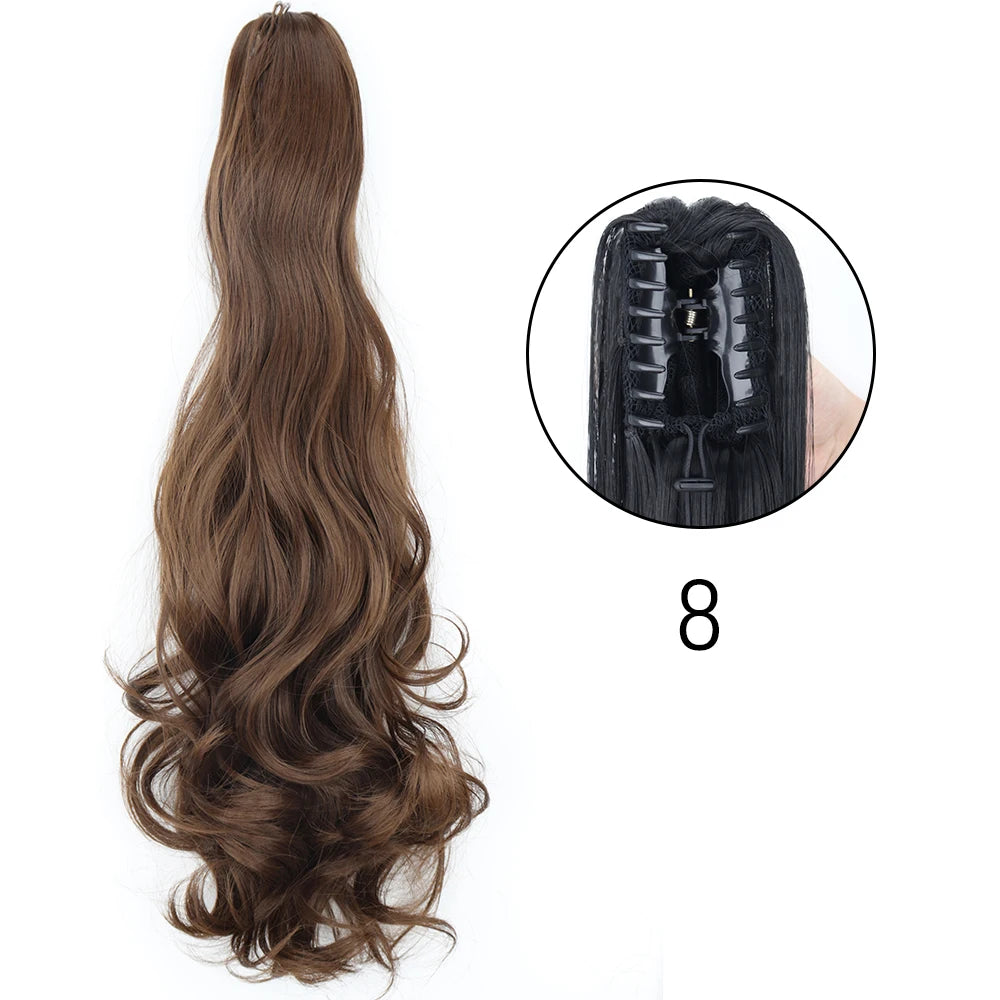 Synthetic Long Straight Claw Clip On 24Inch Ponytail