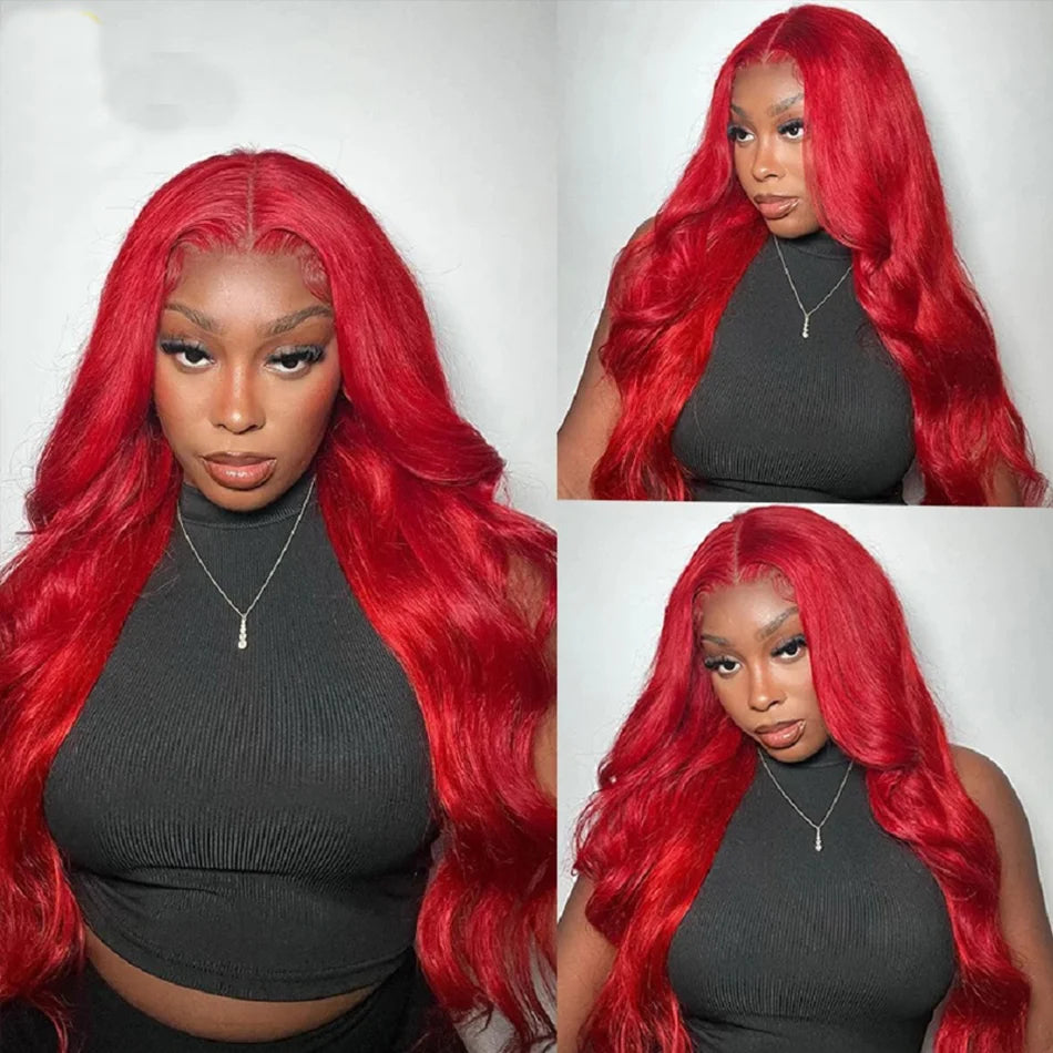 Hot Red Bone Brazilian Straight - Pre Plucked Lace Human Hair Wig