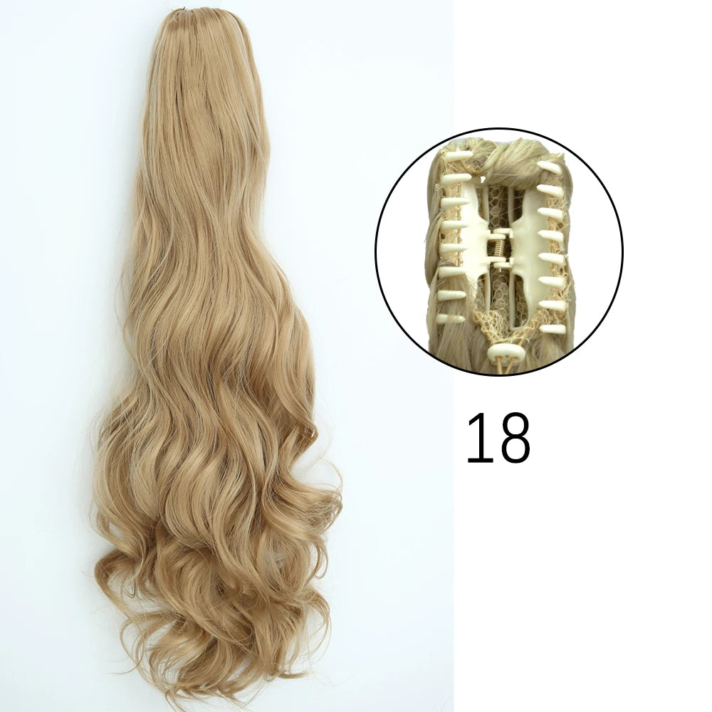 Synthetic Long Straight Claw Clip On 24Inch Ponytail