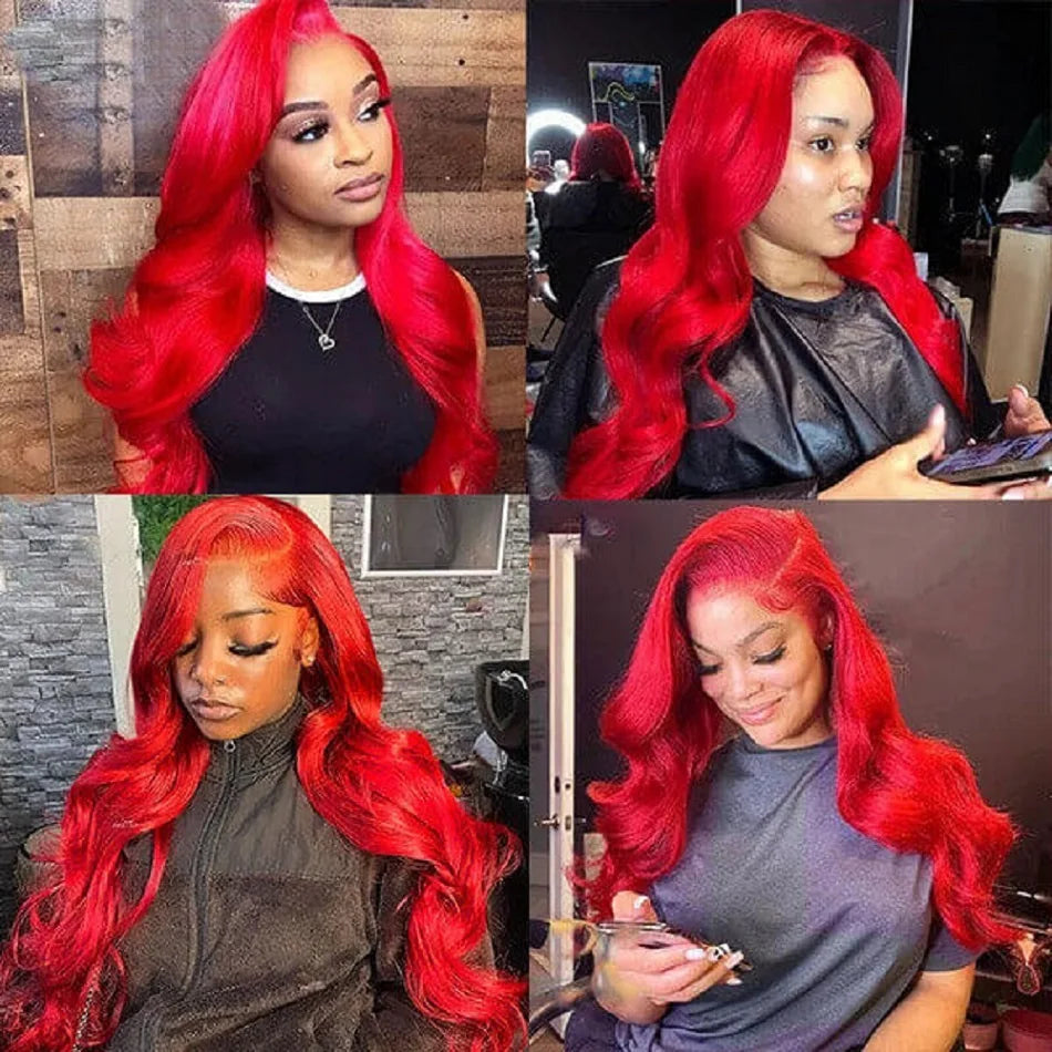 Hot Red Bone Brazilian Straight - Pre Plucked Lace Human Hair Wig
